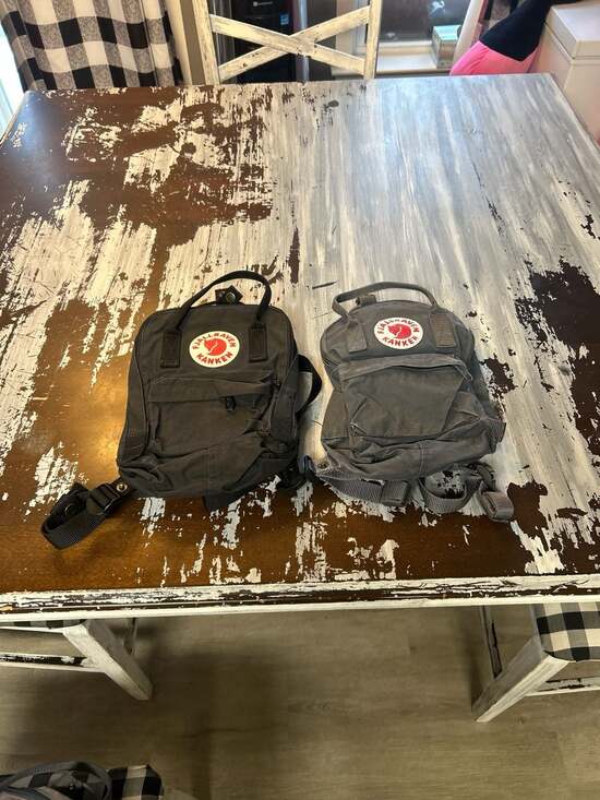 fjallraven mini kanken backpack in graphite Set of 2 Fjallraven Kanken Mini Backpacks Black and Graphite Grey